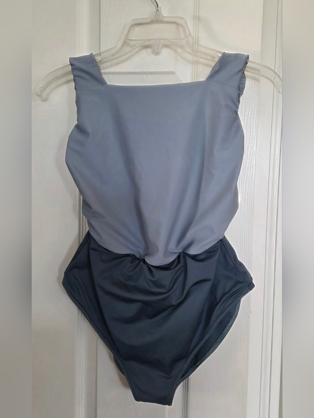 Hackwith Design House Two Toned Gray One Piece Swimsuit Large